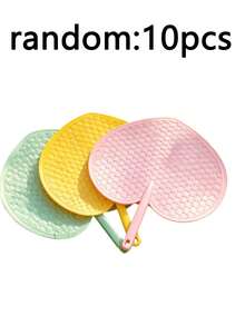 10pcs Plastic Vintage‑Style Hand Fan, Durable Palm‑Shaped Cooling Fan, Retro Hand‑Held Fan For Elderly Daily Summer Use - one size fits all - View 11