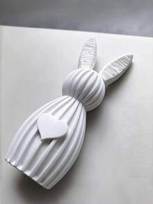 1PC Standard Size 3D Printed Plastic Durable Lightweight Non Slip Scratch Resistant Minimalist Geometric Shape Rabbit Figurine With Heart Design Texture For Valentine Easter Home Office Desk Bookshelf Living Room Entryway Decorative Ornament - Multicolor - View 8