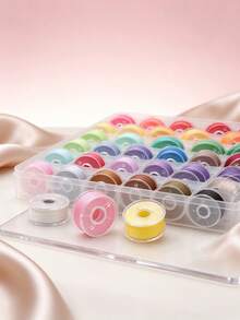 36pcs 36 Colors High Quality Sewing Thread Bobbin Set, Suitable For Various Sewing Machines, With Bobbin Storage Box (Random Color) - Multicolor - View 2