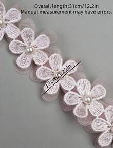 Embroidered Beaded 3D Flower Applique Trim For DIY Hairband Belt Decoration Sewing Craft Supplies - Lace - View 5