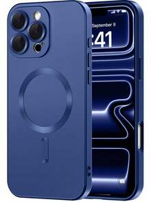 Teckwe 手機殼 - 新品上市奢華磨砂半透明磁吸手機殼，兼容 18 17 16 15 14 13 12 11 Pro Max Air，配備吸震框架與相機保護蓋，磨砂金屬質感，金屬漆耐磨，鏡頭保護軟框防震保護殼 - 藍色 - 查看 13