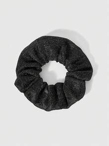 ROMWE 1 Piece Of Fashionable Glitter Fabric Hair Rope, Cute Ponytail Hair Band, Storage, Change Bag, Zipper That Does Not Hurt The Hair. - Black Gypsy - View 2