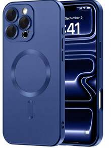 Teckwe 手機殼 - 新品上市奢華磨砂半透明磁吸手機殼，兼容 18 17 16 15 14 13 12 11 Pro Max Air，配備吸震框架與相機保護蓋，磨砂金屬質感，金屬漆耐磨，鏡頭保護軟框防震保護殼 - 藍色 - 查看 10