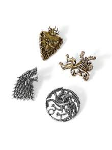 Game of Thrones X SHEIN 4件組時尚鋅合金復古胸針別針套組，包包吊飾，適合作為禮物、收藏品、紀念品 - 彩色 - 查看 6