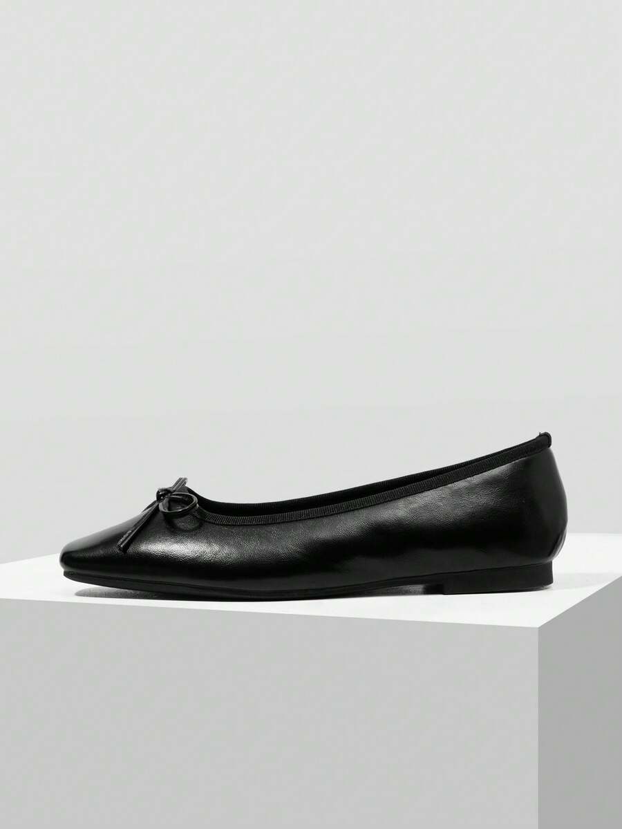 MOTF PREMIUM WOMEN'S BOW SQUARE TOE SIMPLE AND VERSATILE FLAT SHOES - Advanced Black - View 2