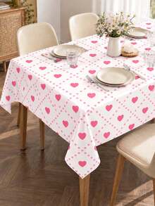 Joivida Taplak Meja Motif Berlian Titik Bulat Berbentuk Hati Warna Pink, Terbuat dari Bahan Beludru Peach, Mudah Dibersihkan, Cocok untuk Dekorasi Dapur dan Ruang Makan, Sesuai untuk Pesta, Piknik, Dekorasi Rumah, Dengan Gaya Cerah, Kain Tahan Lama, Untuk Perlengkapan Makan Pesta - Cinta - View 5