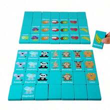Montessori Toy 4 In 1 Game Set: Connect Four, Matching, Dominoes, Word Game For Kids' Intelligence Development, Tabletop Game, Children's GiftsSchool, Student,Stationery,School Supplies - Multicolor - View 14