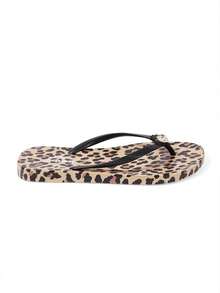 Betty Boop x SHEIN Sandal Jepit Motif Leopard, Bahan EVA Ringan, Bernapas dan Cepat Kering, Lembut dan Nyaman, Cocok untuk Aktivitas Luar Ruangan dan Dalam Ruangan, Mandi, Pantai, Liburan, Musim Panas - Coffee Brown - View 7