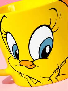LOONEY TUNES X SHEIN 400ml/14oz 黃色可愛小鳥陶瓷馬克杯，家用早餐牛奶咖啡水杯，女生學生桌面飲水杯，辦公室下午茶卡通彩繪情侶禮物飲水杯 - 黃色 - 查看 4