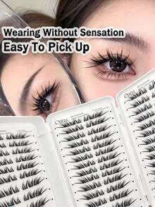 252Pcs Glue Free Manga Lash Clusters, Wispy Spiky Anime Individual False Eyelashes, DIY Segment Eyelash Extensions, Soft Faux Mink Reusable Cluster Lashes, D Curl Fluffy Fairy Lashes For Beginners, Daily Makeup, Party & Cosplay Eye Makeup - Multicolor - View 2