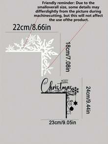 1Pc Christmas Door Corner Metal Sign Snowflake Merry Christmas Hanging Ornament Festive Window Corner Decoration For Home Holiday Winter Party Decor - multicolor - View 10