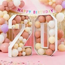 1 Pc Extra Large Reusable Foam Balloon Frame, Available In Number 1, 0, 8 For Free Combination. It Can Be Filled With Balloons And Flowers, Suitable For DIY, Birthdays, Valentine's Day, Anniversaries, Halloween, Christmas And Various Occasions. - White - View 4