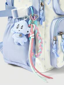 ROMWE Kawaii Blue Multi-Pocket Transparent Layer Display Backpack. - Blue - View 4