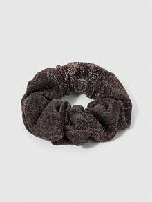 ROMWE 1 Piece Of Fashionable Coffee-Colored Shiny Hair Rope, Cute Ponytail Hair Band, Storage, Change Purse, Zipper That Does Not Hurt The Hair. - Coffee Gypsy - View 5