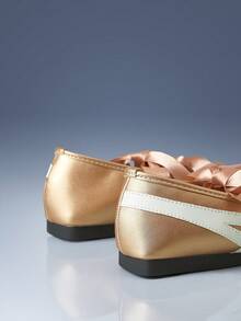 CUCCOO GRLICON Low Vamp Color Matching Ribbon Strap Flat Bottom Y2K Rose Gold PU Leather Women's Flat Bottom Shoes Party Outdoor - Rose Gold - View 5