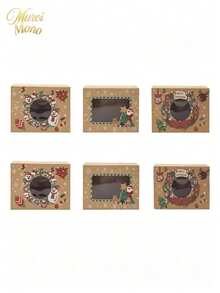 Muroi Mono A Set Of 3 Christmas Window Boxes, Kraft Paper With Transparent Window Design, Warm Retro Christmas Style, For Cookie Baking Packaging And Holiday Gift Storage. - View 13