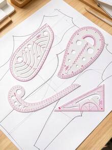 Multi‑Purpose Garment Sewing Measuring Tools, Fashion Design Pattern Drafting Ruler, Suit Tailoring Curve Ruler, Button Position Gauge, Flexible Soft Measuring Tape, Professional Clothing Cutting And Calibration Tools For Dressmakers - Transparent - View 10