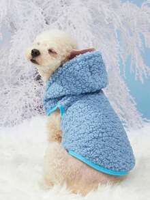 PETSIN 1pc Comfortable Skin Friendly Soft Thick Wool Warm Lamb Fleece Blue Pet Coat - Multicolor - View 9