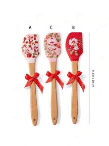 Strawberry Shortcake X SHEIN 1Pc / 3pcs Silicone Cake Baking Scraper, With Strawberry, Cream Cake Printing,Gift Ideas - Multicolor - View 3