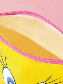 LOONEY TUNES X SHEIN Bright Yellow Cartoon Double-Sided Print Zipper Bag, Portable Medium Size, Multi-Purpose For Cosmetics, Tech Gadgets And Personal Small Item - lemon yellow - View 5