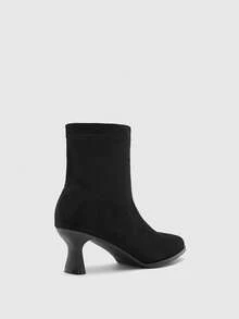 CUCCOO BIZCHIC Sepatu Bot Pendek Wanita Hitam dengan Resleting Samping, Ujung Persegi, Hak Blok, Cocok untuk Perjalanan Sehari-hari, Kasual, dan Serbaguna - Hitam - View 6