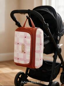 Cozy Pixies 1 Piece Oxford Cloth Diaper Storage Bag, Multi-Functional Travel Storage Mother And Baby Bag, Hidden Convenient Tissue Bag, Baby Product Bag. - Plaid - View 5