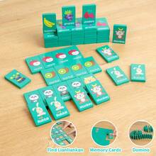 Montessori Toy 4 In 1 Game Set: Connect Four, Matching, Dominoes, Word Game For Kids' Intelligence Development, Tabletop Game, Children's GiftsSchool, Student,Stationery,School Supplies - Multicolor - View 9