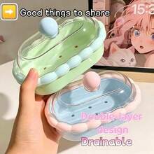 1PC Cute Soap Box With Lid Drain Rack High Appearance Portable Durable Travel Shower Bathroom Dorm Home Gift Lightweight Compact - Soap Box - View 2