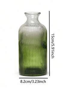Cirelle 1Pc Glass Vase, Gradient Tinted Glass With Vertical Ribbed Texture, For Dried Floral Display, Tabletop Aesthetic, Boho, Modern Minimalist, Bedroom Shelf Decor, Housewarming Gift,For Living‑Room Vanity Decor To Refresh Household Ambient Layout - default - View 19