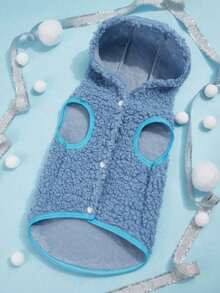 PETSIN 1pc Comfortable Skin Friendly Soft Thick Wool Warm Lamb Fleece Blue Pet Coat - Multicolor - View 8