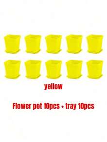 10/20pcs Colorful Mini Square Succulent Pot With Tray Plastic Flower Pot Plant Growing Container Suit For Home Garden Balcony Office - Multicolor - View 19