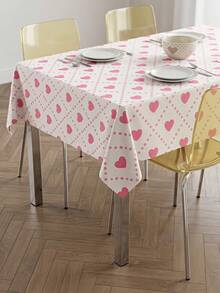 Joivida Taplak Meja Motif Berlian Titik Bulat Berbentuk Hati Warna Pink, Terbuat dari Bahan Beludru Peach, Mudah Dibersihkan, Cocok untuk Dekorasi Dapur dan Ruang Makan, Sesuai untuk Pesta, Piknik, Dekorasi Rumah, Dengan Gaya Cerah, Kain Tahan Lama, Untuk Perlengkapan Makan Pesta - Cinta - View 4