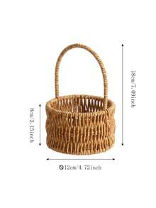 1PC Large Capacity Portable Multifunctional Space Saving Storage Basket Organizer With Handle For Living Room Home Office Party Wedding Christmas Birthday Housewarming Gift For Friends Family Coworkers Must Have Home Decor Essential - Imitation rattan - View 7