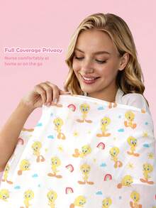 LOONEY TUNES X SHEIN 1 Cartoon Cute Printed Mother Nursing Gown, Go Out Baby Carriage Cover, Soft And Comfortable For Daily Use In All Seasons - Multicolor - View 3