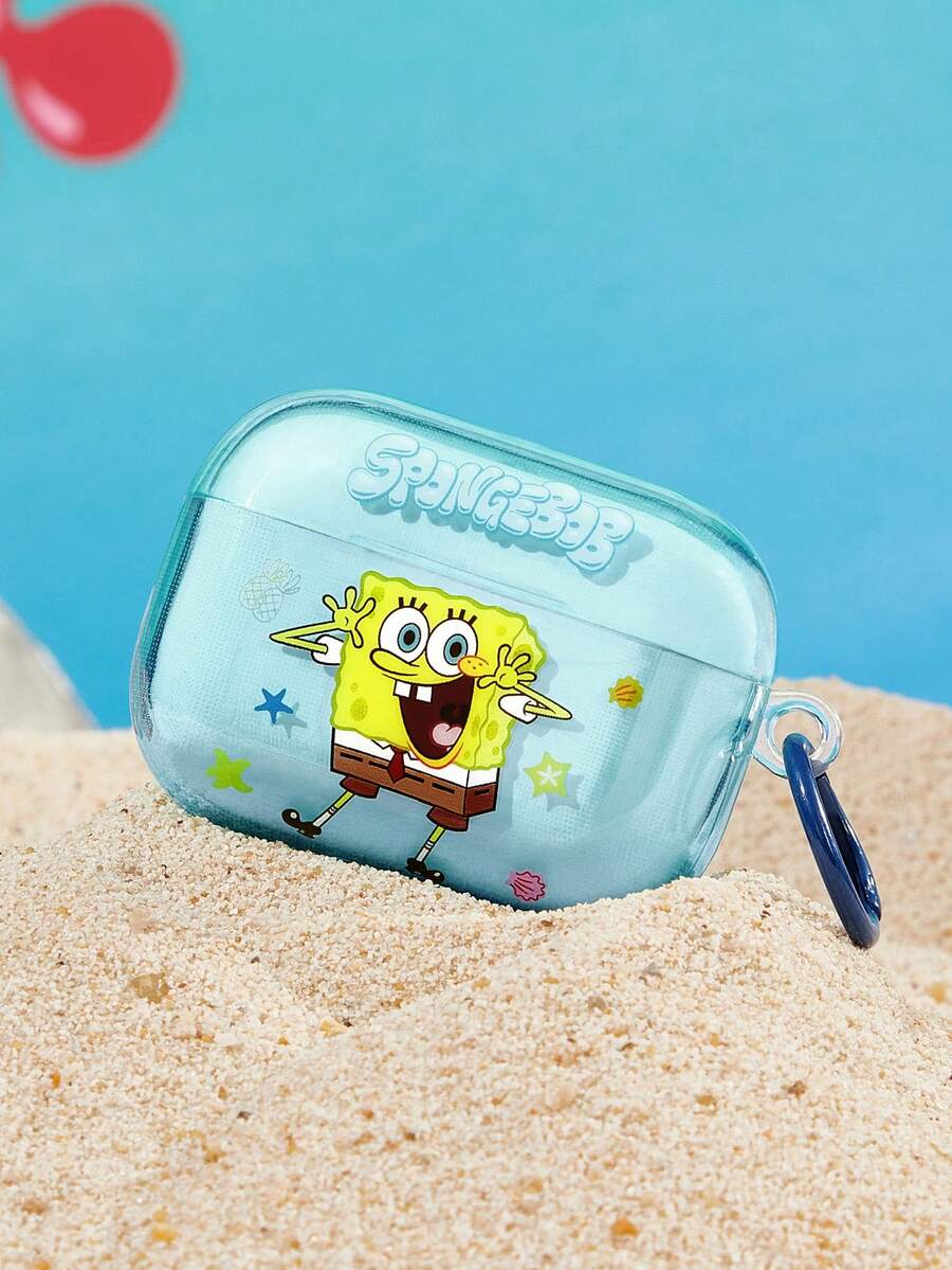 SpongeBob SquarePants | SHEIN 防摔保護藍牙耳機保護殼,附彈簧環 - 彩色 - 查看 1