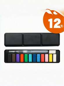 Portable Solid Watercolor Paint Kit With Mixing Palette, DIY Art Supplies In Metal Case, Travel Painting Set For Journaling & Card Making, Adults - one-size - View 12