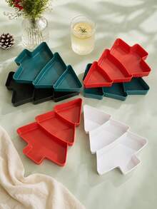 Joivida Christmas Tree Shaped Snack Tray, Divided Plastic Serving Platter, Compartment Dish, Multi‑Grid Snack Plate For Christmas Party, Tabletop Decor, Family Gathering, Holiday Snack Storage - multicolor - View 10