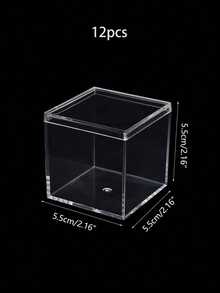 12/24 Piece Clear Square Storage Boxes With Ribbon Lids - Great For Birthday And Wedding Decorations, Mini Jewelry Displays, Clear Plastic Boxes For Organizing - transparent - View 7
