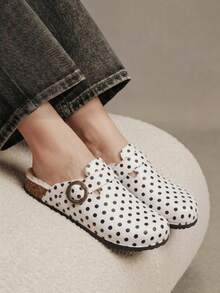 Solecia Women's New Slip-On Slippers, Comfortable Shoes Inside, Casual And Versatile Commuting Fall Shoes - Black and white polka dots - View 2