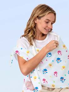 BABY SHARK X SHEIN 1 Cartoon Cute Printed Mother Nursing Gown, Go Out Baby Carriage Cover Is Soft And Comfortable For Daily Use In All Seasons - Multicolor - View 10