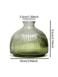 Cirelle 1Pc Glass Vase, Gradient Tinted Glass With Vertical Ribbed Texture, For Dried Floral Display, Tabletop Aesthetic, Boho, Modern Minimalist, Bedroom Shelf Decor, Housewarming Gift,For Living‑Room Vanity Decor To Refresh Household Ambient Layout - default - View 16