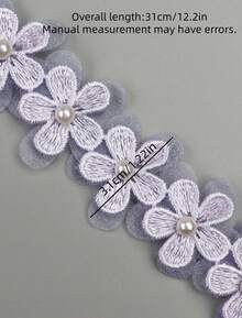 Embroidered Beaded 3D Flower Applique Trim For DIY Hairband Belt Decoration Sewing Craft Supplies - Lace - View 7