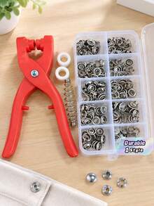 200 Sets 5-Prong Metal Snap Button Kit, Equipped With Hand Pressure Pliers And Storage Box. Durable Metal Fasteners For Sewing And DIY Crafts, Perfect For Repairing And Decorating Clothes, Hats, Bags And Various Handmade Fabric Accessories. - multicolor - View 1