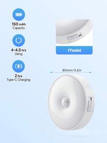 Teckwe 6件/3件/1件 LED無線感應壁燈，可充電小夜燈，適用於廚房、臥室、客廳、走廊、浴室、房間裝飾 - 白光 - 查看 5