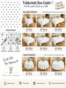 Joivida One White Polka Dot Tablecloth, Made Of Peach Velvet Material, Easy To Clean, Suitable For Kitchen And Dining Room Decoration, Suitable For Parties, Picnics, Home Decorations, Bright Style, Durable Fabric, Movable Fabric, Party Tableware - White polka dot - View 2
