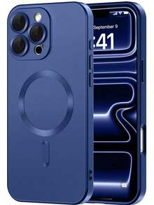 Teckwe 手機殼 - 新品上市奢華磨砂半透明磁吸手機殼，兼容 18 17 16 15 14 13 12 11 Pro Max Air，配備吸震框架與相機保護蓋，磨砂金屬質感，金屬漆耐磨，鏡頭保護軟框防震保護殼 - 藍色 - 查看 33
