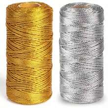 1.5mm 100m Gold Silver Macrame Cord Rope String For Gift Wrapping, Hanging Ornaments, Party Supplies, Sewing Diy Rope Ribbon Crafts Twine Twisted Thread Home Decoration Valentine'S Day - Multicolor - View 4
