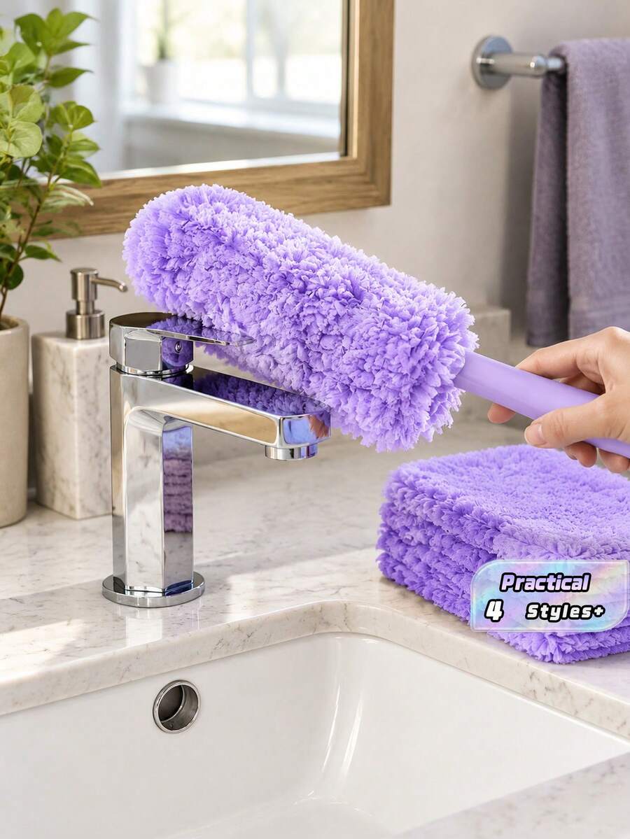 Cleaning Pads And Single HandleCleaning Function. Ideal For Cleaning Dust, Pet Hair, Fluff, And Debris, Essential Home Cleaning Supplies, Electrostatic Cleaning Pads, Dual-Sided Use. Suitable For Cleaning After Various - Purple - View 1