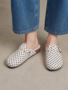 Solecia Women's New Slip-On Slippers, Comfortable Shoes Inside, Casual And Versatile Commuting Fall Shoes - Black and white polka dots - View 7