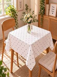 Joivida One White Polka Dot Tablecloth, Made Of Peach Velvet Material, Easy To Clean, Suitable For Kitchen And Dining Room Decoration, Suitable For Parties, Picnics, Home Decorations, Bright Style, Durable Fabric, Movable Fabric, Party Tableware - White polka dot - View 5